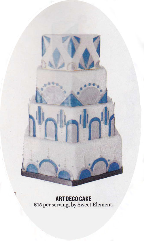 Closeup of the Blue Silver Art Deco Wedding Cake